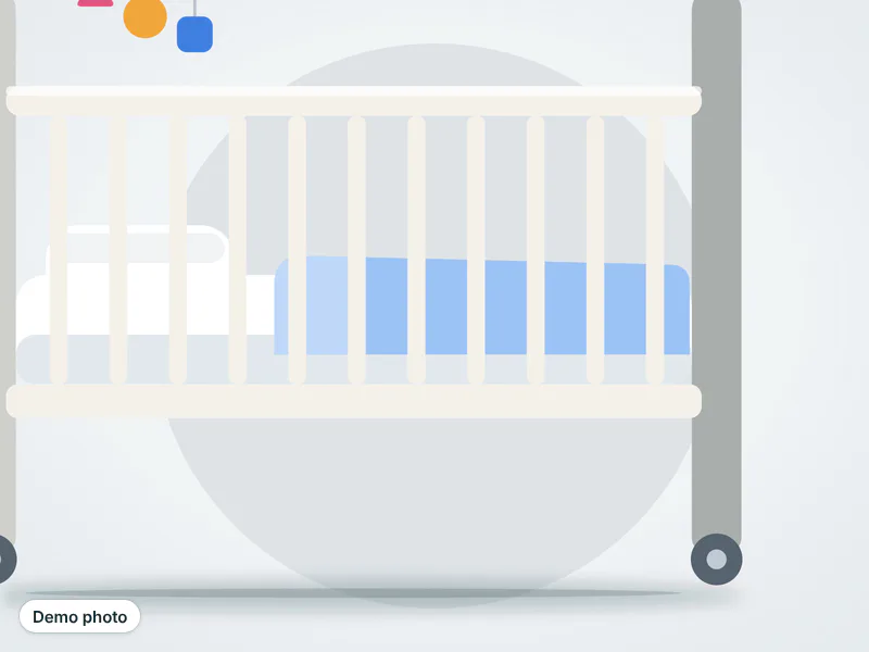 Baby cot with mattress and wheels — تصویر 3