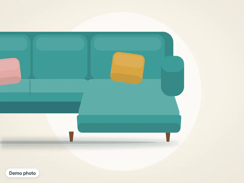 L-shaped sofa 6 seater, teal — تصویر 2