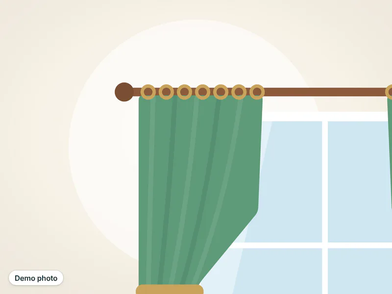 Green curtains pair with rod — photo 2