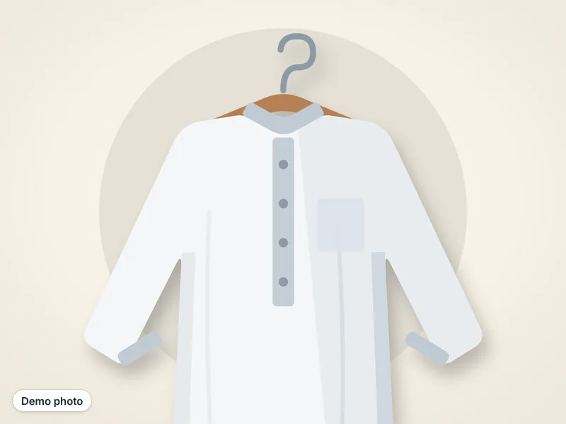 Men's white cotton kurta, stitched — photo 2